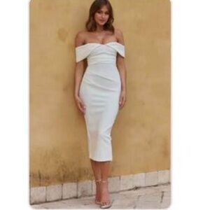 White off shoulder midi dress size L